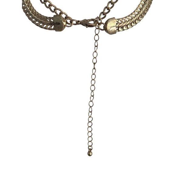 Macys Gold Tone Zipper Y Necklace Tribal Boho Choker Layered Double Strand NWT - Picture 6 of 7